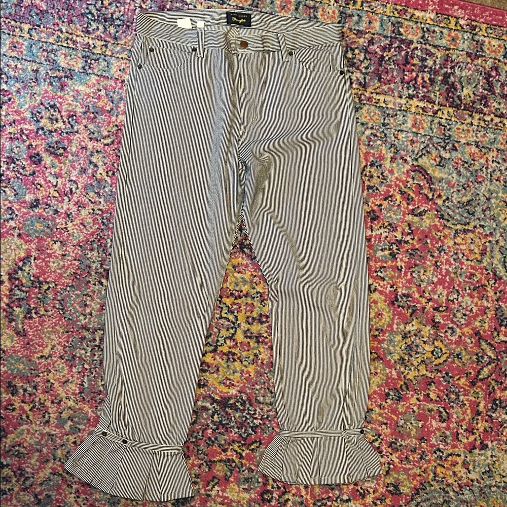 Marc Jacobs x Wrangler Black and White Striped Ruffled Pants